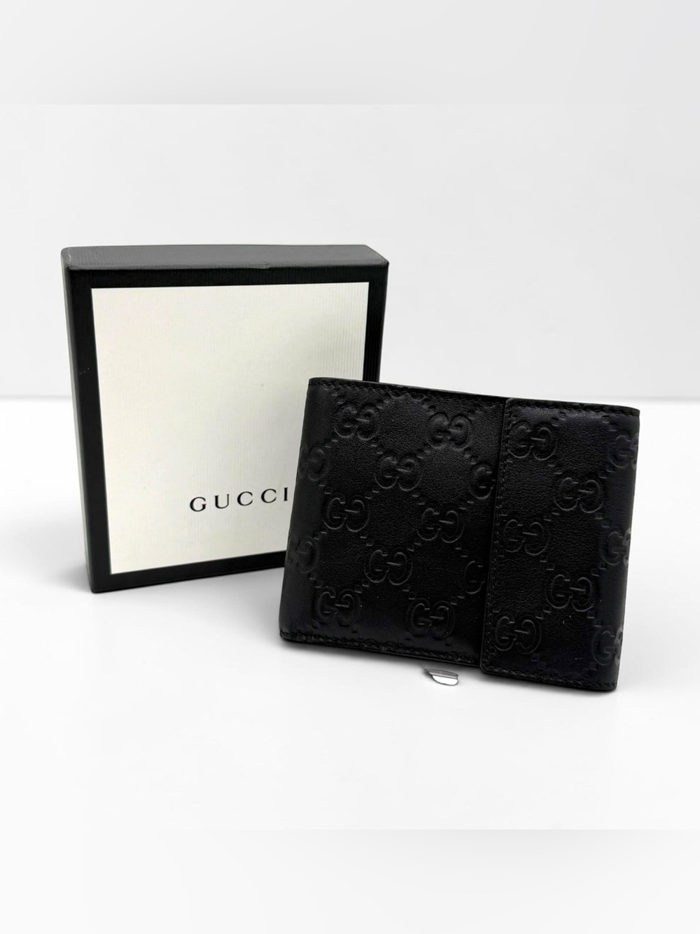 Gucci Black Embossed GG Leather Money Clip